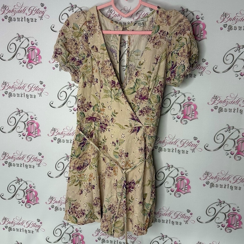 American eagle outfitters romper dress style flowers Floral Wrap Dress